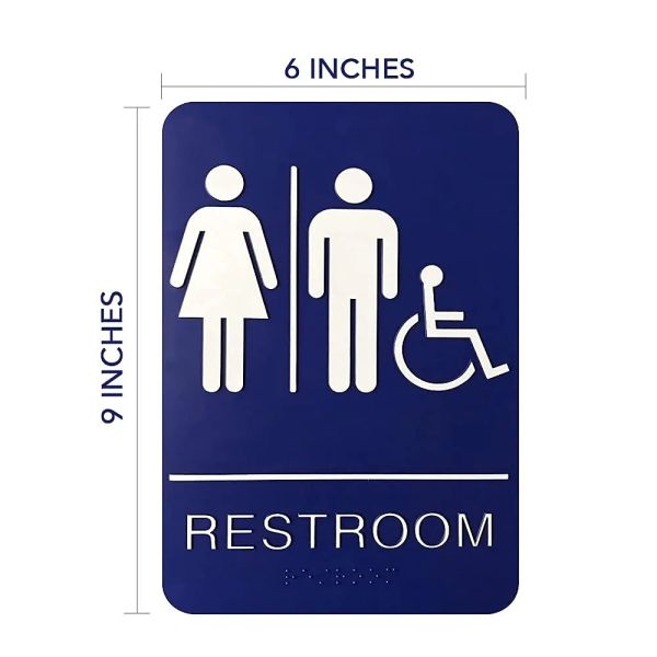 Adhesive Braille Unisex Restroom Symbol Sign For Bathroom