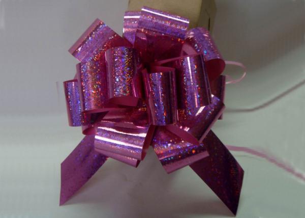 Holographic Green Fushia Pom Pom bow 4 dia 250mm width for gift promotion