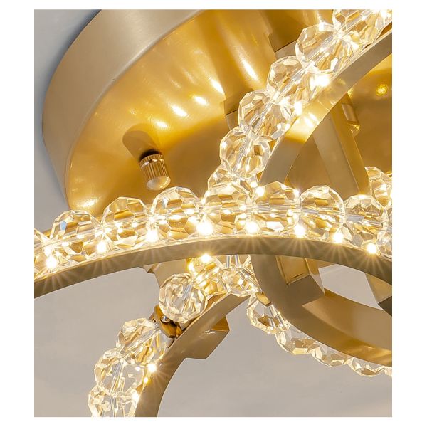 Simple Crystal Ceiling Light For Living Room Led Gold Circles Ring Chandelier Lamp(WH-CA-72)