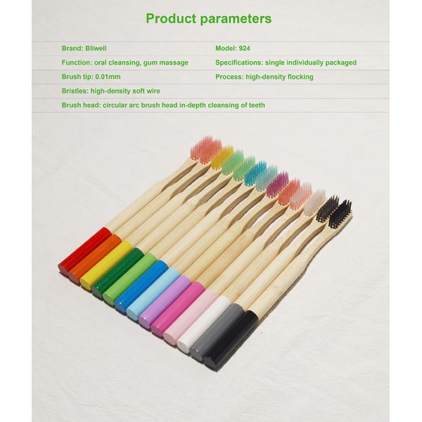 Adults Oral Care vegan Bamboo Charcoal Toothbrush Mixed Color