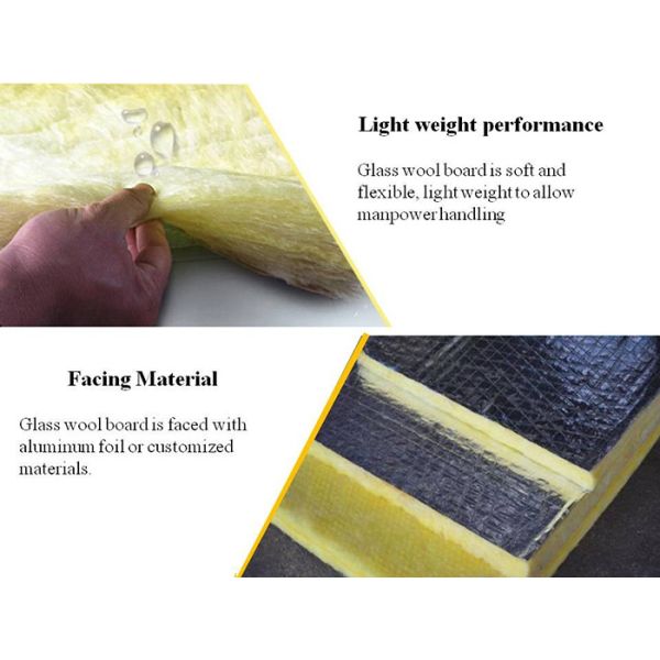 Fireproof Waterproof GlassWool Board Thickness 25mm - 100mm Glass Fiber Insulation