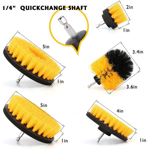 5pcs Drill Scrubber Brush Set Power Cleaning Kit 1.2 Pounds
