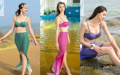 Plus Size Mermaid Tail Bathing Suit Slim Backless Bikini Beachwear Quick Dry
