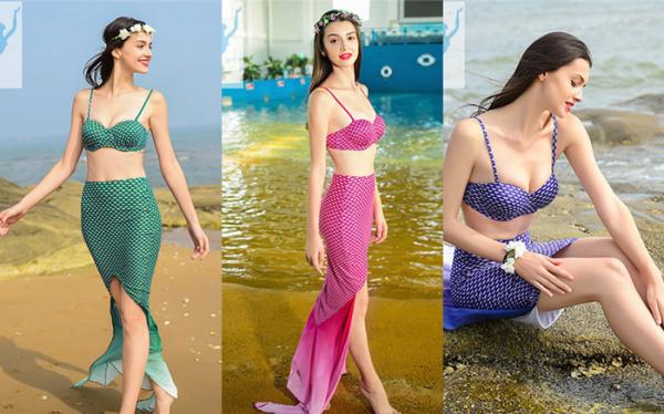 Plus Size Mermaid Tail Bathing Suit Slim Backless Bikini Beachwear Quick Dry