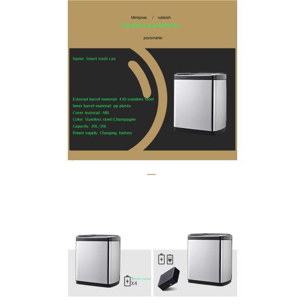 30l Large Classified Smart Automatic Bathroom Sensor Trash Can Electric Trash Can