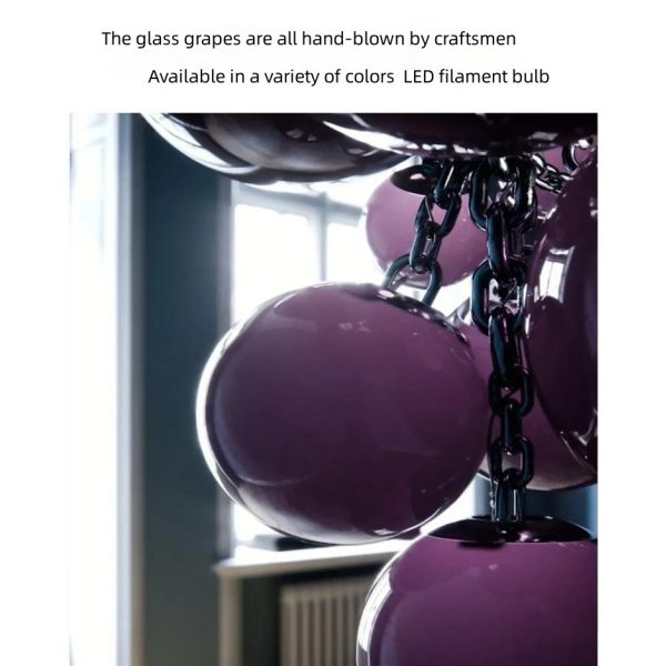 Hôtel en verre simple moderne Art Deco Pendant Lighting de luxe de villa de duplex de lustre de raisin