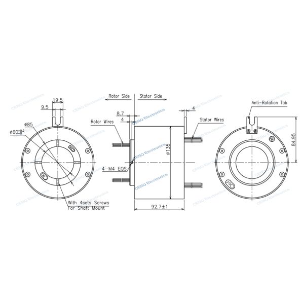 Ethernet Signal Slip Ring с системой Profi-net RS232 & Through Bore For Power