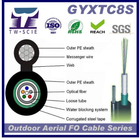 A rede blindada do apoio do auto de 36 núcleos cabografa o cabo ótico de GYTC8Sfiber para o cabo exterior