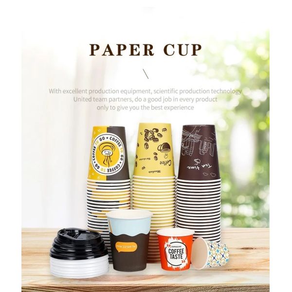 8-16oz Compostable Customized Logo Tea Cup with Plastic Free Paper Cup and Custom Logo