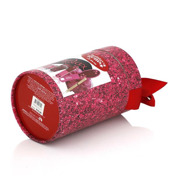 Cylinder Candle Holders Gift Cardboard Round Box Paper Tube Packaging With Red Ribbon For Candles