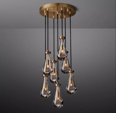 Chandelier de níquel RH K9 Crystal Rain Round Chandelier 18'