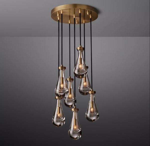 Chandelier de níquel RH K9 Crystal Rain Round Chandelier 18'