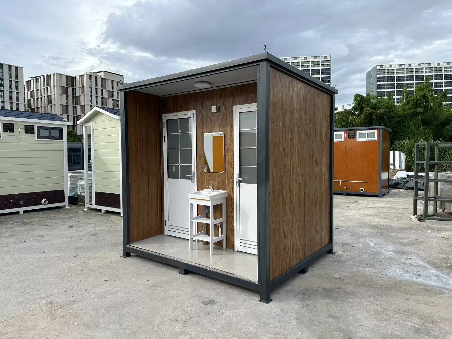 Compact portable toilet cabin designed to deliver and comfortable restroom access for construction projects outdoor exhibitions and public events