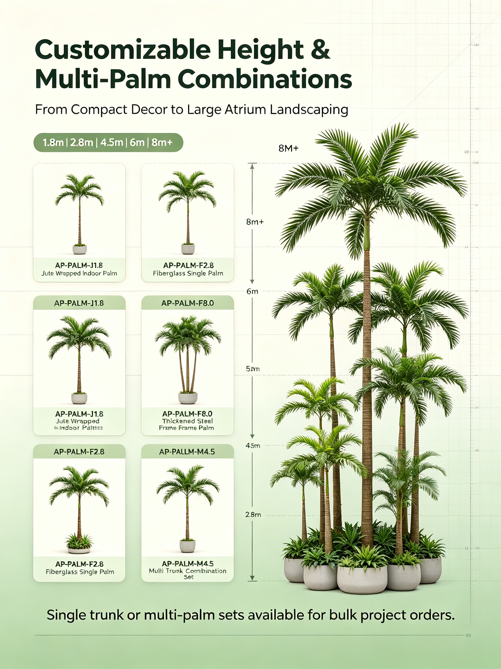 High Simulation UV-resistant Artificial Palm Tree with Customizable Height for Indoor and Outdoor Decor