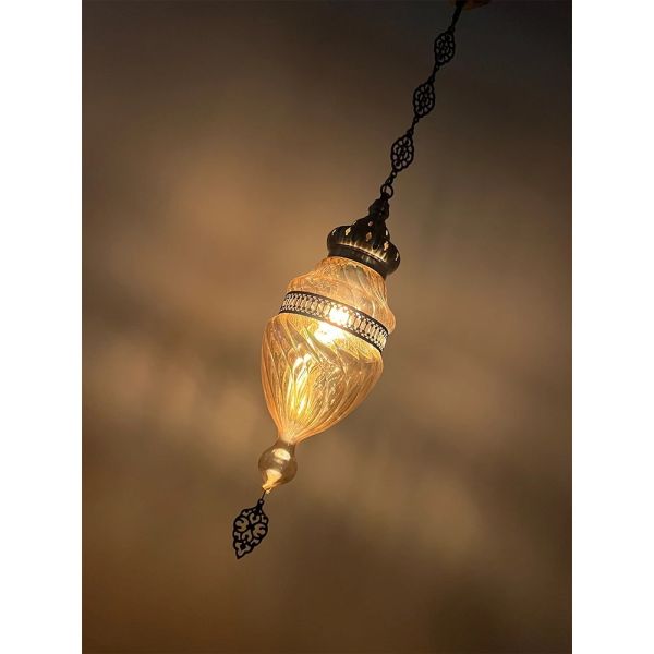 Light brown handmade glass Pendant lamp Moroccan bedroom bedside chandelier (WH-DC-76)