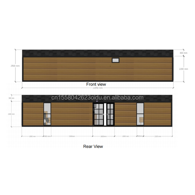 Galvanized Steel Bending 180g and Aluminum Alloy Windows 40ft Modern Design Prefabricated Wooden Container House for Hotel Shop