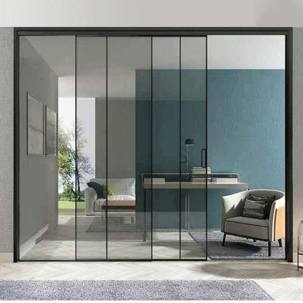 Porta deslizante de elevador de alumínio de design moderno com espessura de parede de 1,4 mm e vidro duplo