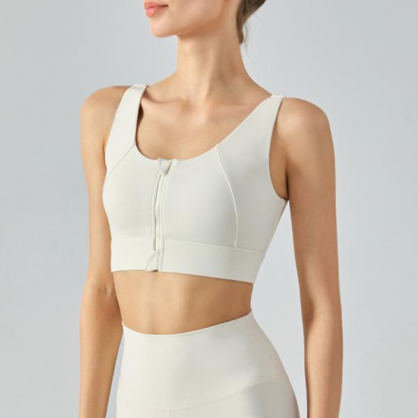 Nulu Front Zipper Yoga Tank Top High Strength Sports Bra With Cushion