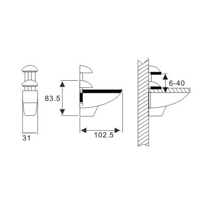 Adjustable Glass Holder YS-015L, Zinc Alloy,  for glass 6-4mm