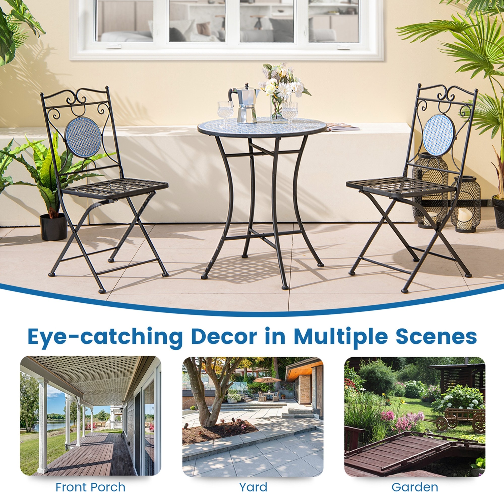 Upgrade Your Outdoor Decor with AJUNION All Weather Bistro Set Table Size Dia24 x H28