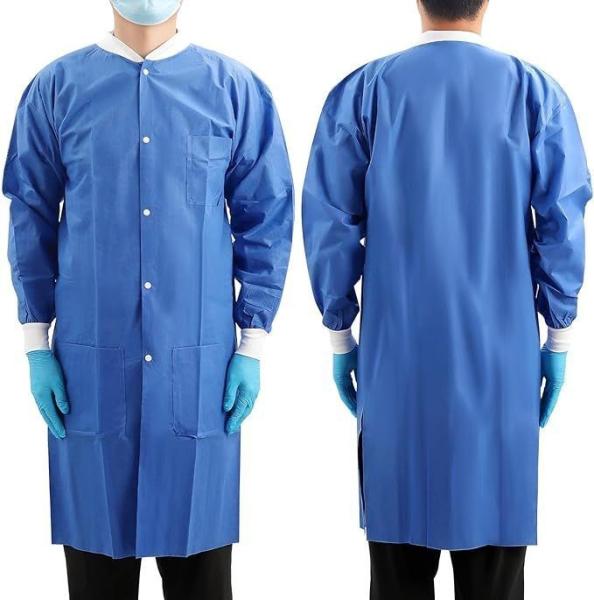 Disposable Jacket Lab Coat with Label Accessories and Open Fronted Structure from PPE