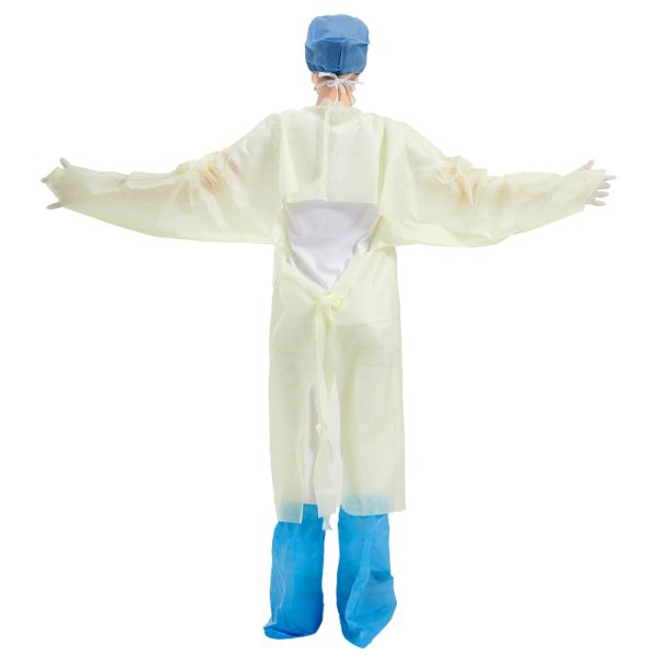 SMMS Disposable Isolation Gown with Integrated Thumb Loops and AAMI Level 4 Protection from 4-Layer Construction