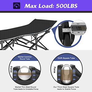 Oversized Portable Foldable Outdoor Bed for Adults Kids, Heavy Duty Cot Traveling Gear Supplier, Office Nap, Beach