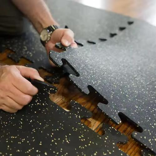 Losetas entrelazadas de goma para suelo de gimnasio de 1000x1000 mm, absorción de impactos