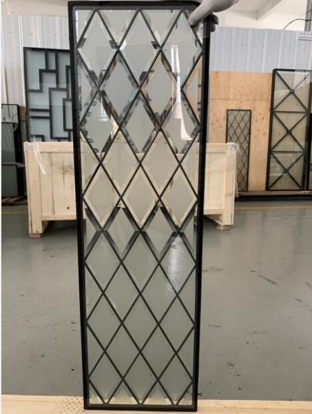 25.4MM Acid etched Beveled Decorative Leaded Glass Contemporary For Exterior Doors