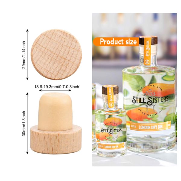 Wood Engraved T Shape Alcohol Tequila Vodka Gin Glass Bottle Synthetic Bar Top Stopper
