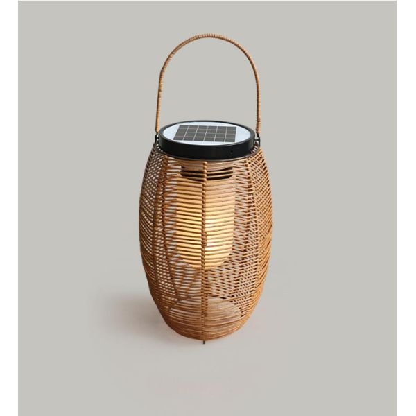 Outdoor Rattan Woven Solar Lights Lantern Waterproof For Garden Landscape