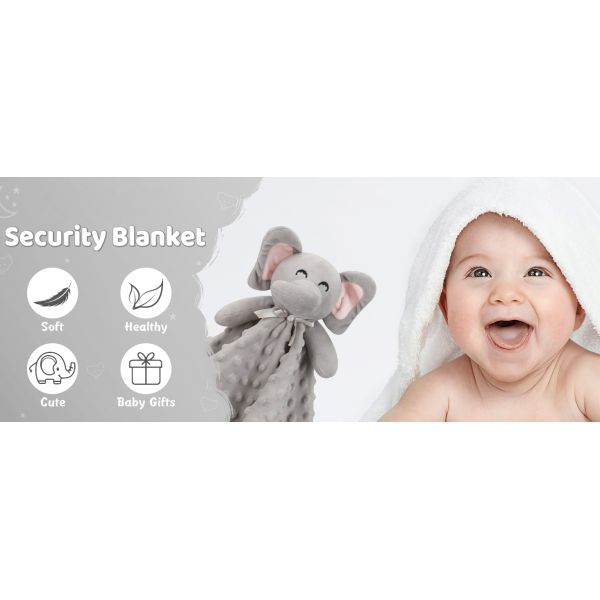 Soft Lovey Elephant Security Blanket Lightweight For Unisex Baby Gifts