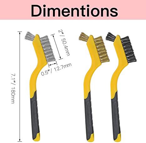 3 Pcs Metal Wire Brush Set Nylon Brass Stainless Steel Bristles