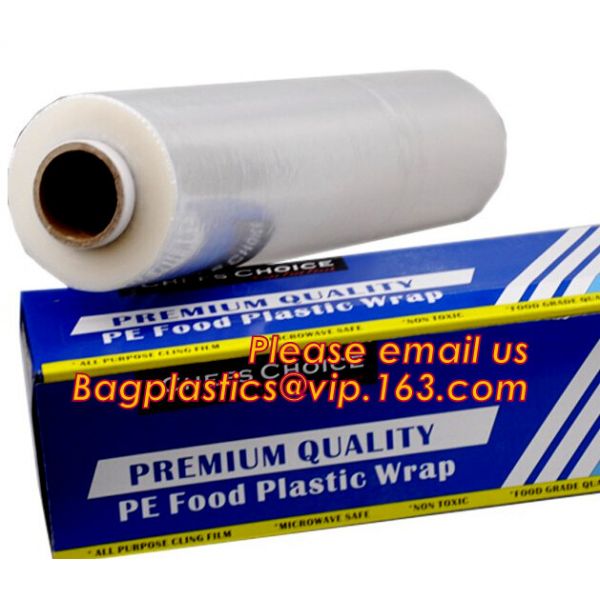 Keep Fresh PE food wrap plastic Cling film wrap jumbo roll, LLDPE power stretch wrap film food wrap stretch film, bageas