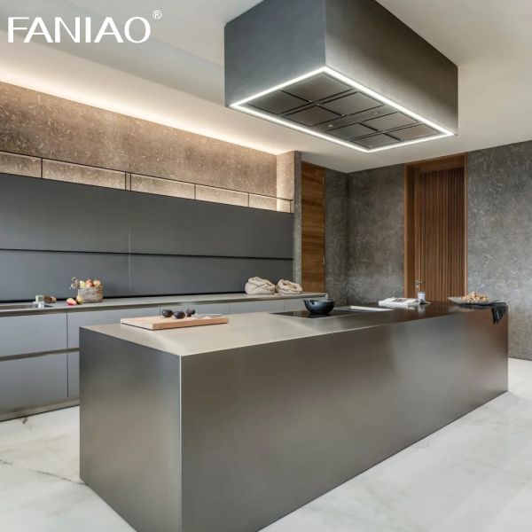 Meubles de cuisine intelligents Armoires de luxe en acier inoxydable Armoire de cuisine moderne