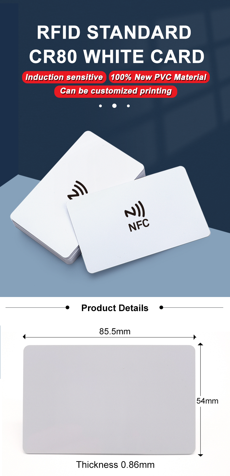 Printable Blank NTAG215 NFC Card with 13.56MHz Frequency and Rewritable Memory for Inkjet Printing