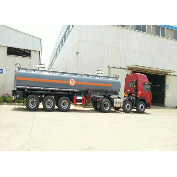 3 Axles Spring Suspension Chemical Tanker Truck For 33CBM Sodium Hypochlorite NaOCl