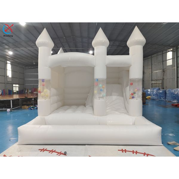 Wedding Jumping Castle Bounce House With Pool Inflatable White Bouncy House
