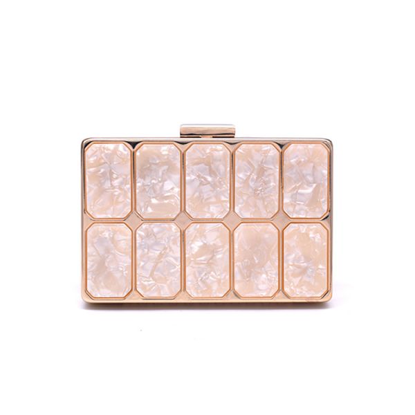 Square Closure Beige Acrylic Gold Purse Frame 17x12cm