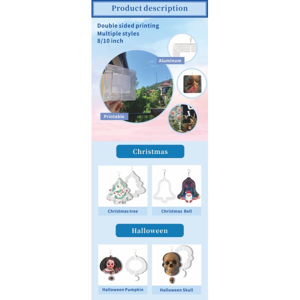 Sublimation Wind Spinner Blanks Rectangle Shape Double Sides Printing Wind Spinners for Garden Decor