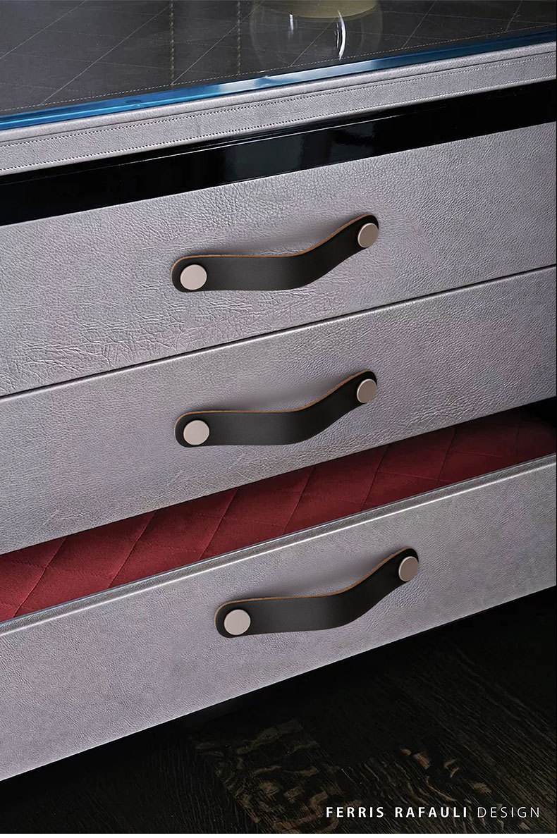 Racyle Classic Furniture Leather Drawer Handles Single Double Hole Pull Knobs