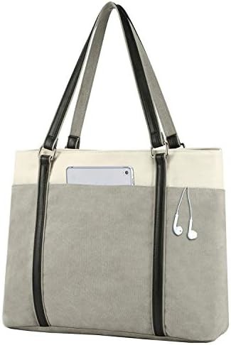 WOMEN LAPTOP TOTE BAG FOR WORK LIGHTWEIGHT SPLICE CANVAS 15.6 INCH HANDBAG PURSE