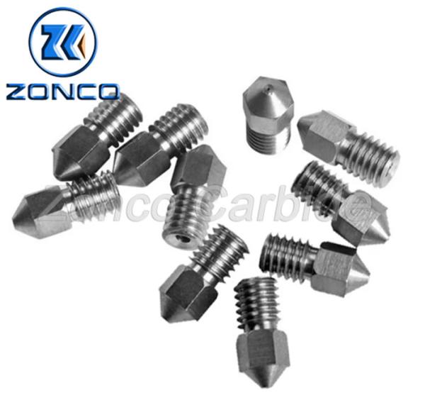 M6 1.75mm 0.4mm Hole Tungsten Carbide Nozzle 3d Printer Wear Resistance
