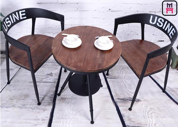 Bar Cafe Commercial Metal Chair With Wood Seat , Industrial Style Dining Chairs 