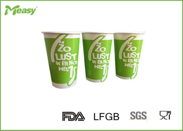 Bright Green Cold Paper Cups , Logo custom printed paper cups take away