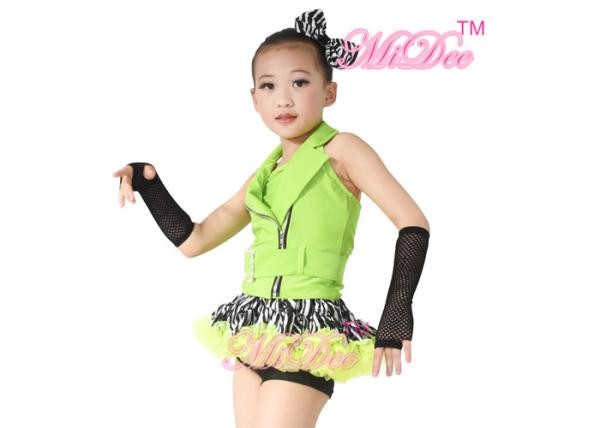 Hip Hop Jazz Tap Costumes / Jazz Dance Outfit With Halter Vest / Zebra Skirt