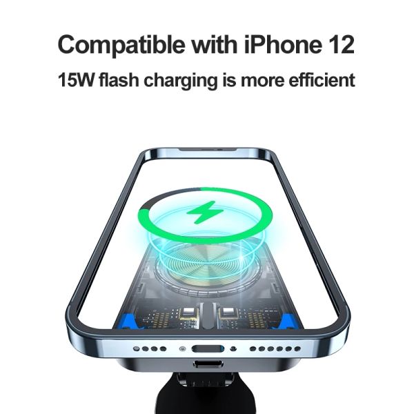 15W QI Wireless Magsafe Charger Magnetic Car Phone Holder 12V 1.5A
