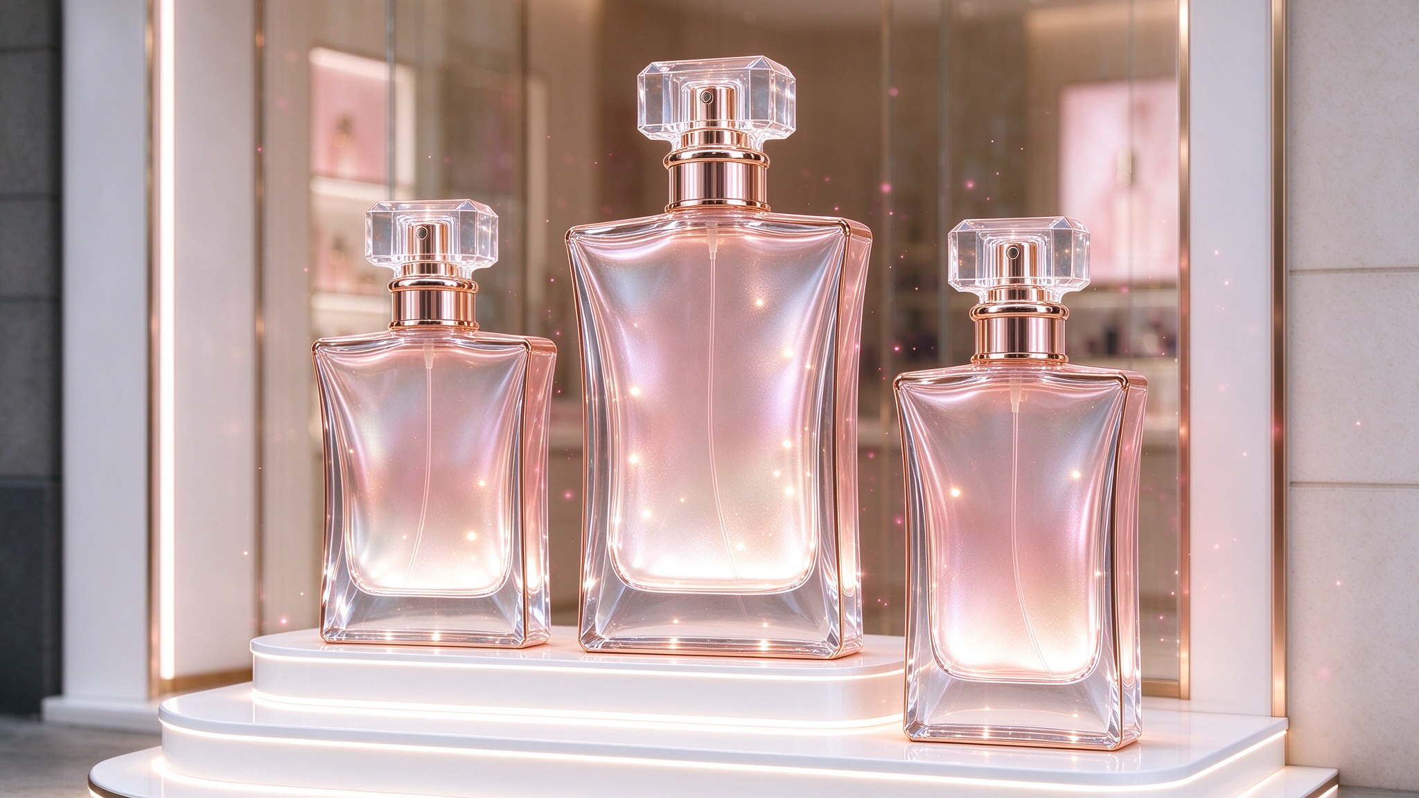 Giant Fiberglass Perfume Bottle Sculpture with Customizable LED Lighting and Interactive Function for Premium Window Displays