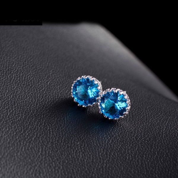 Women Fashion CZ Bling Iced Cubic Zirconia Silver Jewelry Gold Plated CZ Round shape Stud Earrings jewelry set