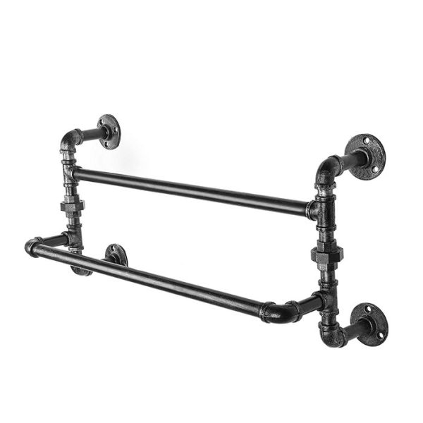 Wall Mounted 22 Inch Industrial Pipe Coat Rack Malleable Iron Pipe Towel Bar
